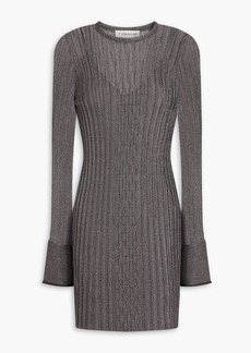 Victoria Beckham - Metallic ribbed crochet-knit mini dress - Metallic - XS