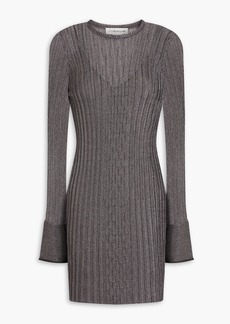 Victoria Beckham - Metallic ribbed crochet-knit mini dress - Metallic - S