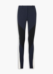 Victoria Beckham - Paneled stretch-jersey skinny pants - Blue - UK 6