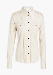 Victoria Beckham - Pintucked silk-jersey shirt - Neutral - UK 10