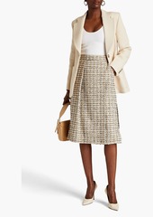 Victoria Beckham - Pleated fil coupé silk-tweed wrap skirt - Neutral - UK 12