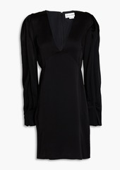 Victoria Beckham - Pleated satin-crepe mini dress - Black - UK 6