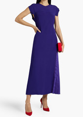 Victoria Beckham - Pleated satin-paneled cady midi dress - Purple - UK 6