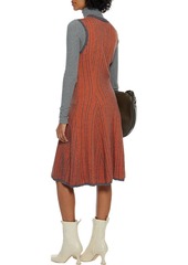 Victoria Beckham - Pleated wool and cotton-blend jacquard dress - Orange - 2