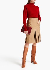 Victoria Beckham - Pleated wool-twill shorts - Brown - UK 6