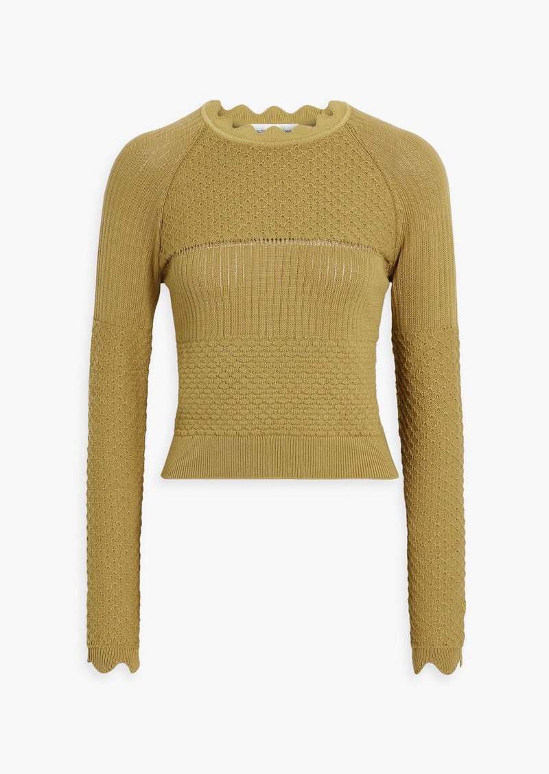 Victoria Beckham - Pointelle-knit cotton-blend sweater - Green - S