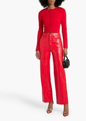 Victoria Beckham - Pointelle-trimmed stretch-kinit cardigan - Red - UK 6