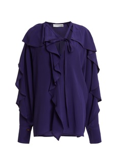 Victoria Beckham - Romantic Draped Silk Blouse - Purple - UK 16 - Moda Operandi