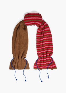 Victoria Beckham - Ruched striped ribbed wool scarf - Red - ONESIZE