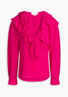 Victoria Beckham - Ruffled silk-crepe blouse - Pink - UK 4