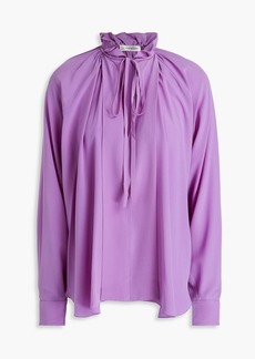 Victoria Beckham - Ruffled silk crepe de chine blouse - Purple - UK 12