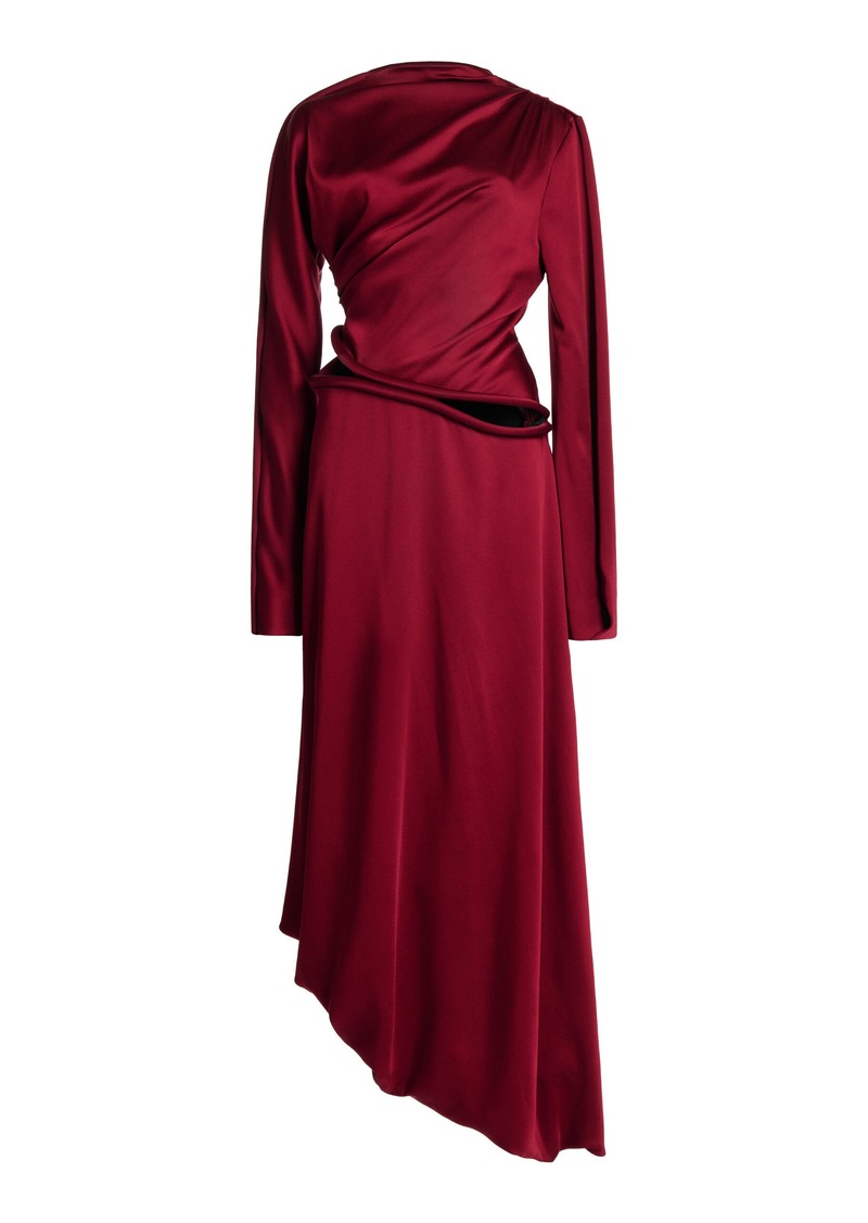 Victoria Beckham - Satin Cut-Out Tube Midi Dress - Red - UK 8 - Moda Operandi