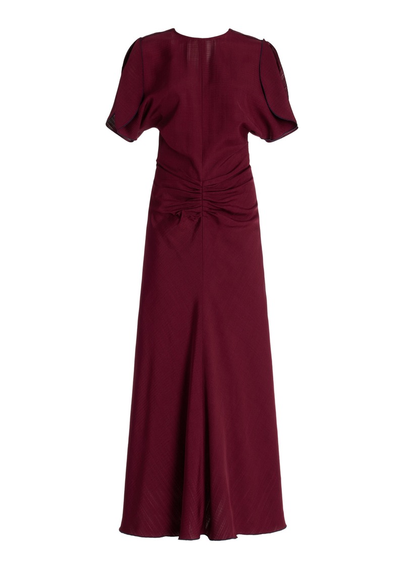 Victoria Beckham - Satin Gathered Midi Dress - Red - UK 14 - Moda Operandi