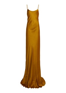 Victoria Beckham - Satin Maxi Dress - Gold - UK 10 - Moda Operandi