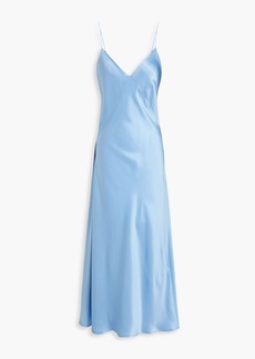 Victoria Beckham - Silk-satin crepe midi slip dress - Blue - UK 6