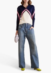Victoria Beckham - Striped stretch-jersey sweatshirt - Blue - UK 4
