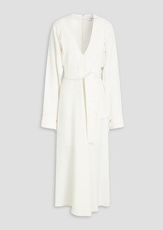 Victoria Beckham - Wrap-effect pleated crepe midi dress - White - UK 6