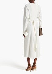 Victoria Beckham - Wrap-effect pleated crepe midi dress - White - UK 4