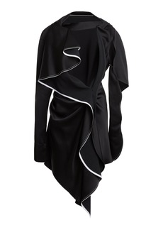 Victoria Beckham - Wrap Satin Midi Dress - Black - UK 6 - Moda Operandi