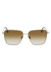 Victoria Beckham 61mm Rectangular Sunglasses in Gold/Brown at Nordstrom Rack