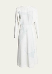 Victoria Beckham Abstract Long Dolman-Sleeve Midi Dress