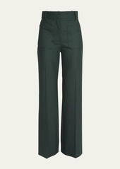 Victoria Beckham Alina Front-Pocket Wide-Leg Trousers