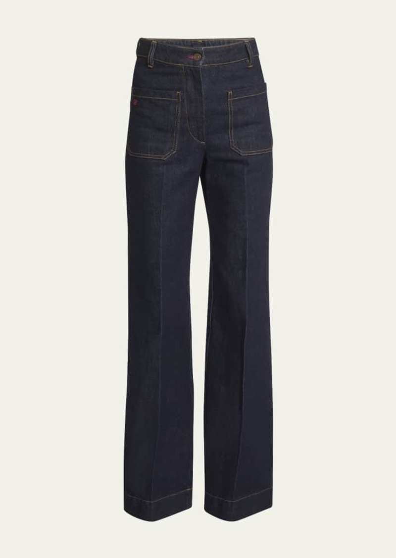 Victoria Beckham Alina Patch-Pocket Flared Jeans