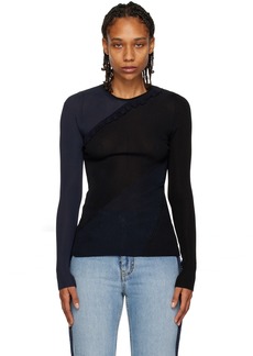 Victoria Beckham Black & Navy Spiral Long Sleeve T-Shirt