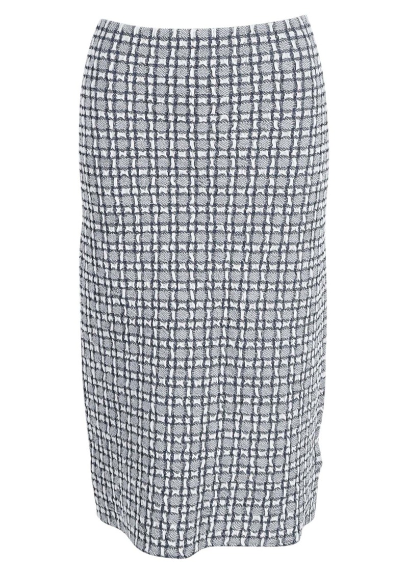 Victoria Beckham Checkered Stretch-Knit Midi Skirt in Blue Viscose