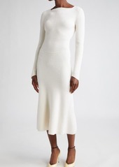 Victoria Beckham Circle Long Sleeve Wool Blend Rib Sweater Dress