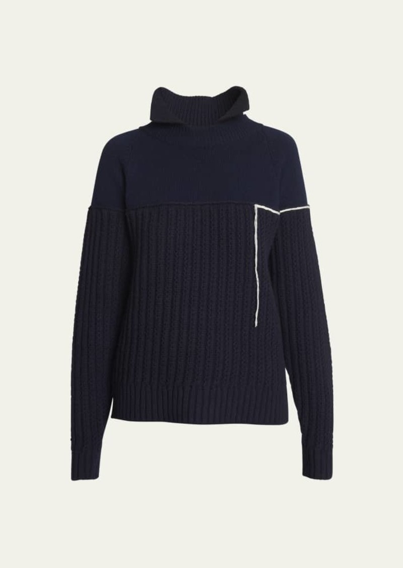 Victoria Beckham Collared Cable-Knit Wool Sweater