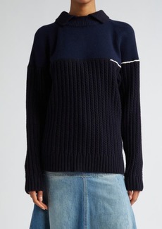 Victoria Beckham Collared Lambswool Mixed Stitch Sweater