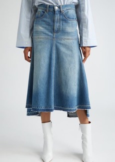 Victoria Beckham Deconstructed Cotton Denim Skirt