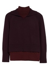 Victoria Beckham Double Layer Merino Wool Blend Sweater