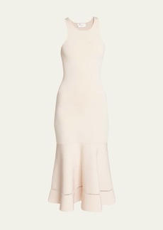 Victoria Beckham Fit-Flare Compact Knit Midi Dress