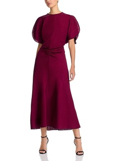 Victoria Beckham Flutter Sleeve Midi Dress