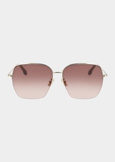 Victoria Beckham Hammered Oversized Square Metal Sunglasses