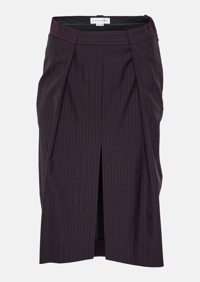 Victoria Beckham Herringbone chalk stripe midi skirt