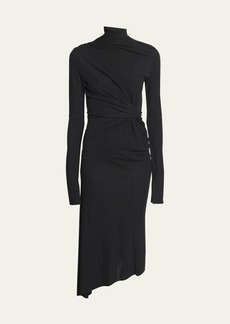 Victoria Beckham High-Neck Asymmetric Gathered Gown
