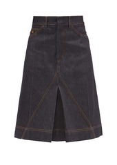 Victoria Beckham Kick-pleated high-rise denim skirt