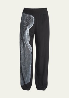 Victoria Beckham Net-Print Silk Pajama Trousers