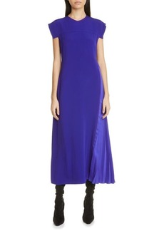 Victoria Beckham Pleat Inset Cady Dress in Electric Purple at Nordstrom