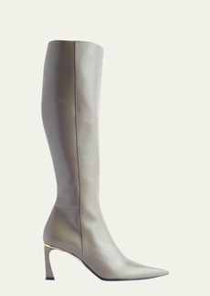 Victoria Beckham Point-Toe Leather Knee Boots