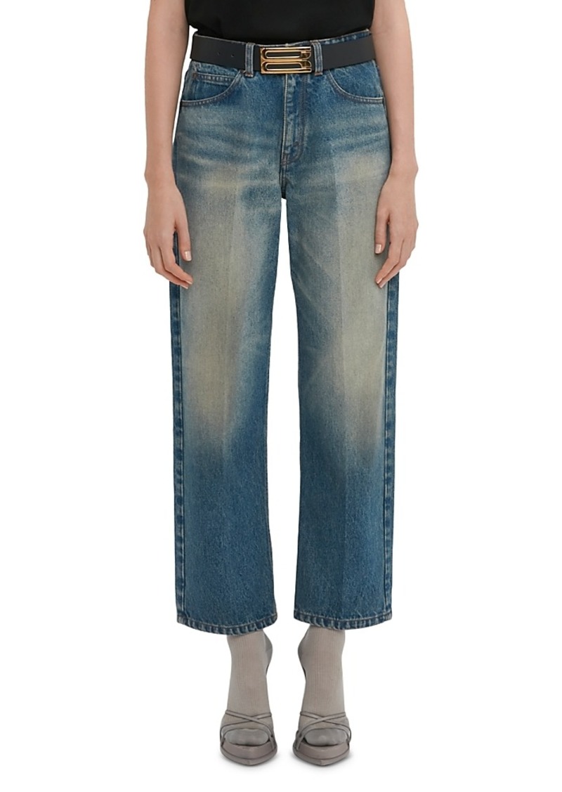 Victoria Beckham Relaxed High Rise Ankle Straight Jeans in Antique Indio