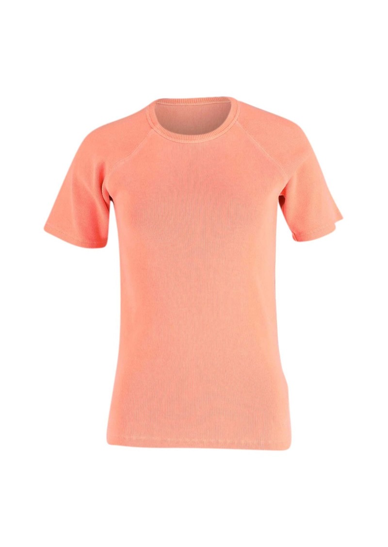 Victoria Beckham Ribbed Knit T-shirt in Coral Orange Cotton