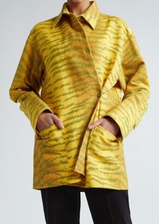 Victoria Beckham Tiger Print Oversize Cotton Blend Shirt