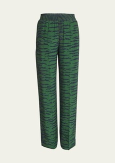 Victoria Beckham Tiger-Print Silk Trousers