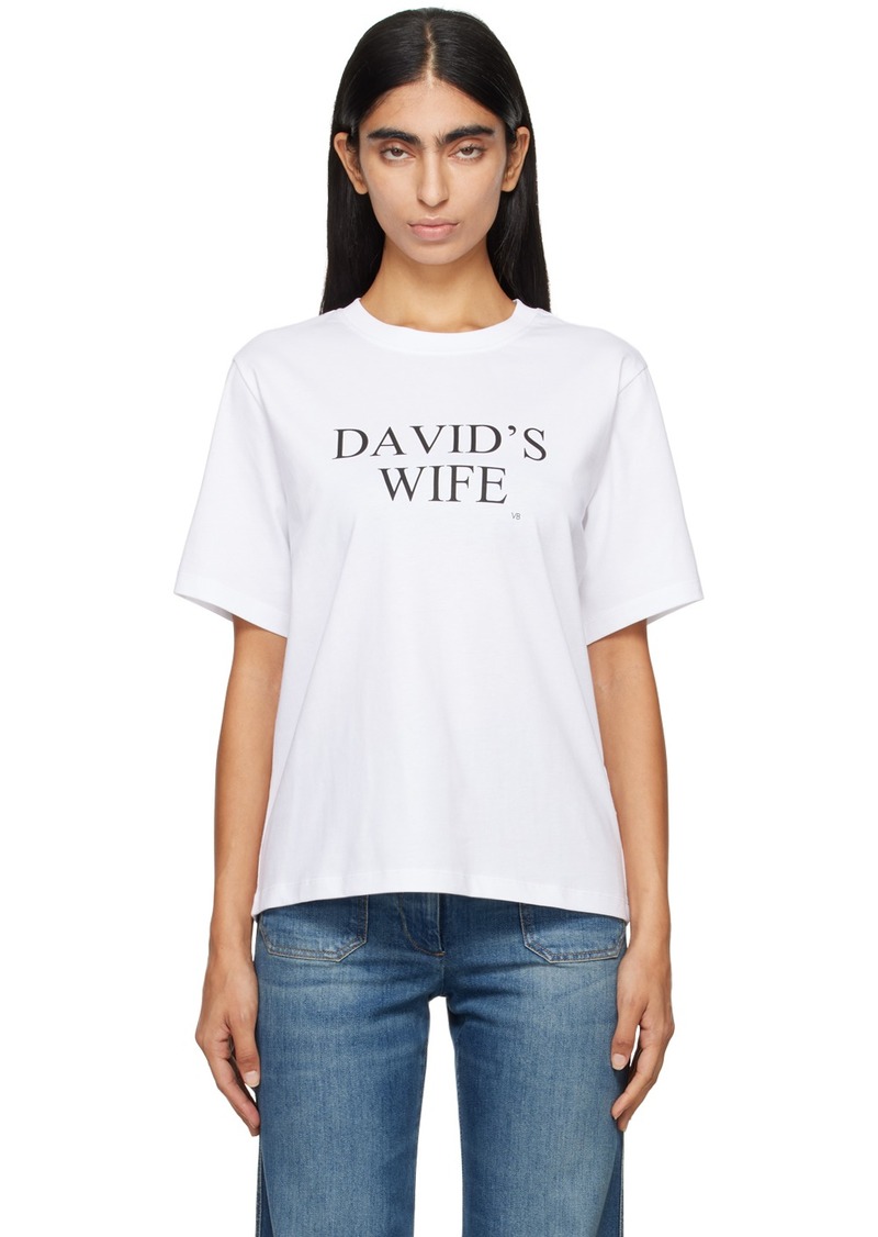 Victoria Beckham White 'David's Wife' Slogan T-Shirt