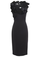 Victoria Beckham Woman Appliquéd Chiffon-paneled Silk And Wool-blend Dress Black