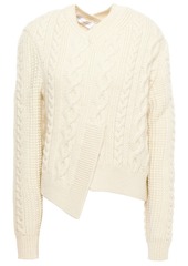 Victoria Beckham Woman Asymmetric Cable-knit Wool Sweater White